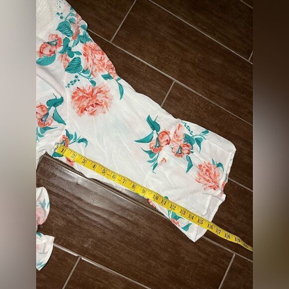 Torrid Babydoll peasant Gauze Crochet Trim Lace-Up Top sz 5 - Picture 12 of 12